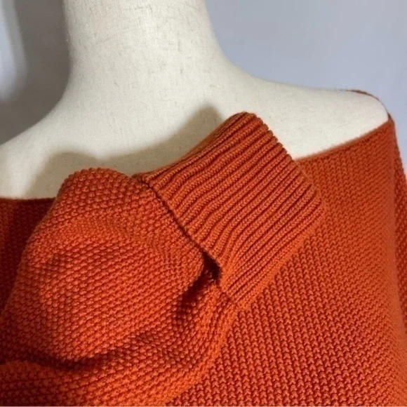 French Connection • Babysoft Slash Neck Boatneck Pullover Sweater Orange L - Picture 8 of 9